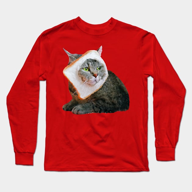 Cat in bread painting Long Sleeve T-Shirt by Arteria6e9Vena